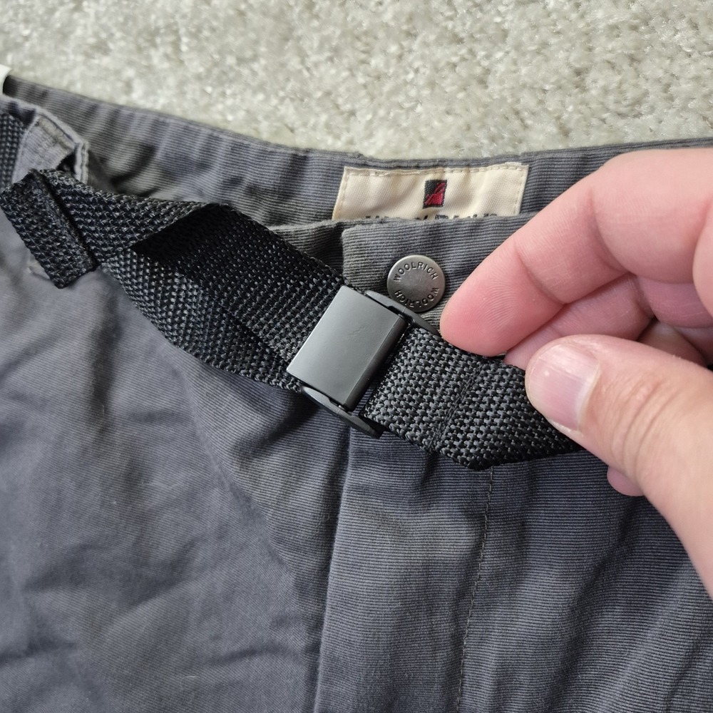 Woolrich Mens Little Fork Shorts Actual 37 Gray Belted Cotton Outdoor Pockets - Picture 4 of 13